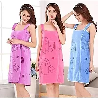 Akin Microfibre Soft Cotton Bathrobe for Girls  Women || Bath Robe Towel for Women ||Quick Dry Dress Towel for Ladies (Light Blue)-thumb2