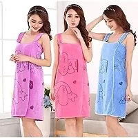 Akin Microfibre Soft Cotton Bathrobe for Girls  Women || Bath Robe Towel for Women ||Quick Dry Dress Towel for Ladies (Blue)-thumb4