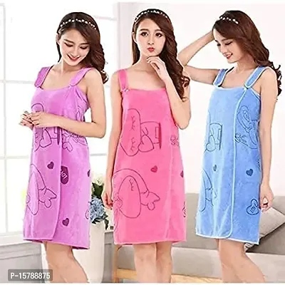 Akin Microfibre Soft Cotton Bathrobe for Girls  Women || Bath Robe Towel for Women ||Quick Dry Dress Towel for Ladies (Blue)-thumb5