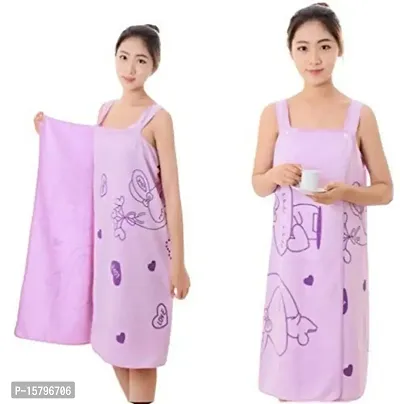 Akin Microfibre Soft Cotton Bathrobe for Girls  Women || Bath Robe Towel for Women ||Quick Dry Dress Towel for Ladies (Purple)