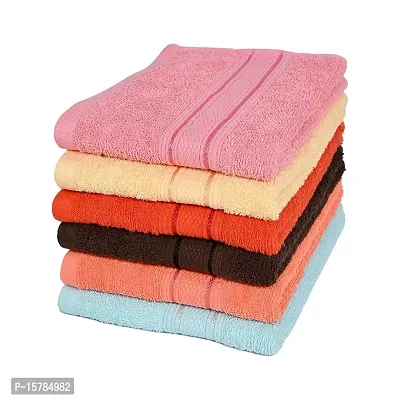 Akin Cotton Face Towel 500 GSM (Coffee, Navy Blue, Red, Baby Pink, Brown, Sky Blue, Rose Pink, Peach, Rust, Yellow) (Pack of 6)-thumb5