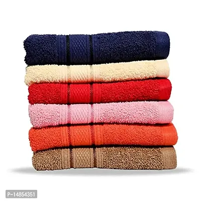 Akin Cotton Face Towel 500 GSM ( Coffee, Navy Blue, Red, Baby Pink, Brown, Sky Blue, Rose Pink, Peach, Rust, Yellow) (Pack of 6)-thumb0