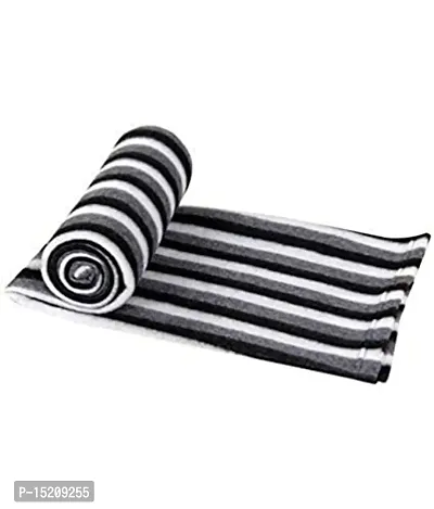 Akin Fleece Single Bed AC Blanket (60X90 Inch, Black and White Stripes) - Pack of 1-thumb4