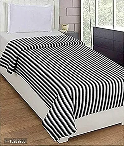 Akin Fleece Single Bed AC Blanket (60X90 Inch, Black and White Stripes) - Pack of 1-thumb5