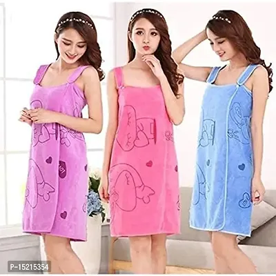 Akin soft Cotton Bathrobe for Girls  Women |Quick Dry Dress Towel for Ladies (Pink)-thumb2