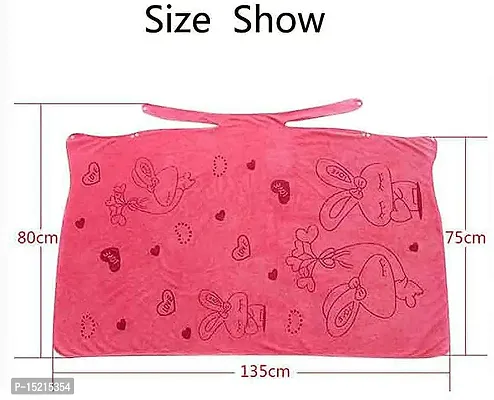 Akin soft Cotton Bathrobe for Girls  Women |Quick Dry Dress Towel for Ladies (Pink)-thumb3