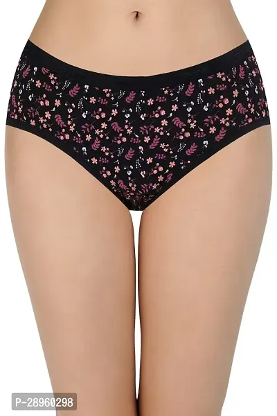 Fancy Black Cotton Hipster Panty For Women