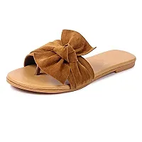 PrasKing Women Stylish Fancy Flats Sandal Tan-thumb4