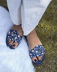 PrasKing Women Stylish Fancy Flats Sandal Blue-thumb1