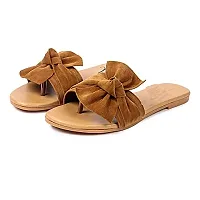 PrasKing Women Stylish Fancy Flats Sandal Tan-thumb3