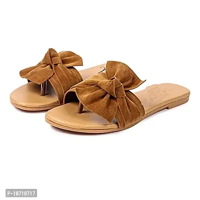 PrasKing Women Stylish Fancy Flats Sandal Tan-thumb4