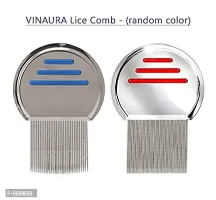 Pack of 2 Lice Comb Fine Metal Teeth | Head Lice Remover | Nit  Egg Remover | Easy to Use| Reusable Comb for School Kids, Men  Women (Unisex) and Pet |Random Color| Hair Combs