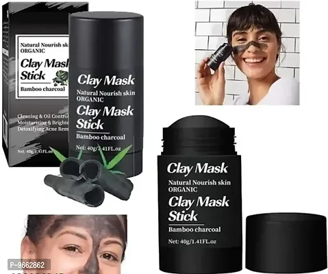 Charcoal Clay Mask Stick for Face Purifying Clay Stick Mask For Deep Cleaning, Blackhead Remove for Men and Women Anti-Acne Oil Control  Clean Pores for All Skin Types (40 g)