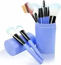 12 Pcs Blue Makeup Brushes With 6in1 Beauty Blender Puffs (Pack of 18)-thumb3