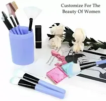 12 Pcs Blue Makeup Brushes With 6in1 Beauty Blender Puffs (Pack of 18)-thumb1