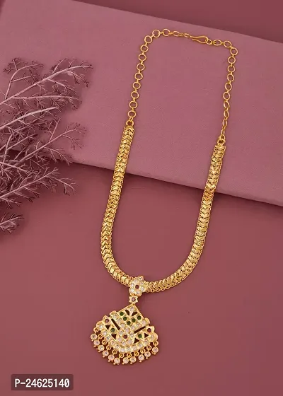 Stylish Golden Brass  American Diamond Necklace For Women-thumb2