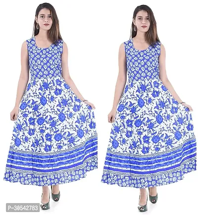 Elegant Printed Cotton Flared Kurta For Women- Pack Of 2