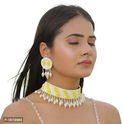 Handmade Designer Jewelry Set Yellow And White For Women And Girl
