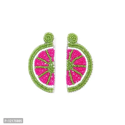 PGYG Handmade Designer Earring Green And Pink For Women And Girls HE45