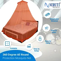Neruti Enterprise Mosquito Net for Double Bed, King-Size, Round Ceiling Hanging, 30 GSM Polyester Net (Orange)-thumb1