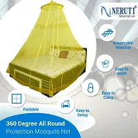 Neruti Enterprise Mosquito Net for Double Bed, King-Size, Round Ceiling Hanging, 30 GSM Polyester Net (Yellow)-thumb1