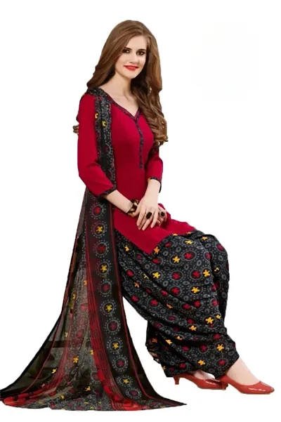 Elegant Crepe Dress Material with Dupatta For Women