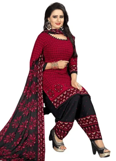 Beautiful Crepe Unstitched Dress Material with Dupatta