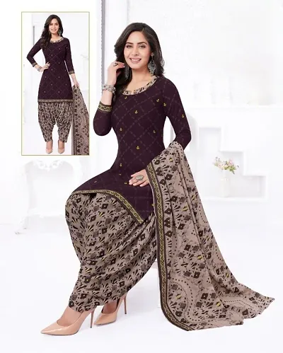 Unstitched Blend Salwar Suit Material Floral Print, Printed, Geometric Print