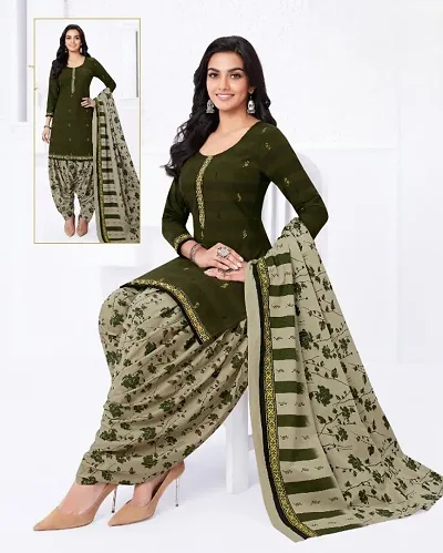 Unstitched Blend Salwar Suit Material Floral Print, Printed, Geometric Print