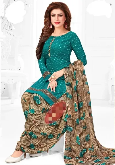 Elegant Crepe Dress Material with Dupatta For Women