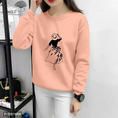 Elegant Peach Polycotton Printed Tshirt For Women-thumb0