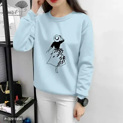 Elegant Blue Polycotton Printed Tshirt For Women-thumb0