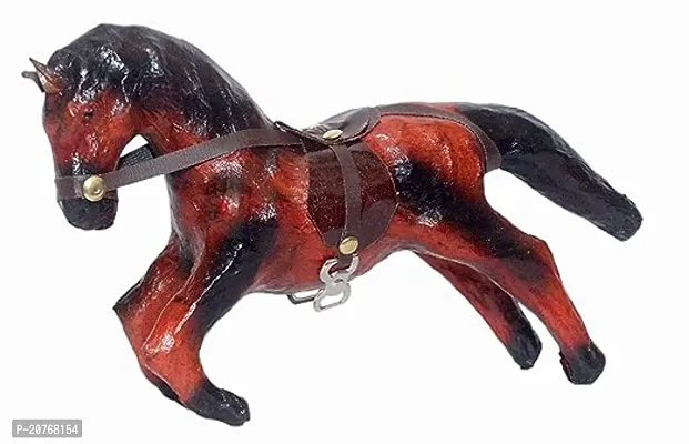 Red  Black Wooden Standing Racing Vastu Horse Statue With Folded Legs For Home Decor Antique Showpiece ,Table Decor Gift Item