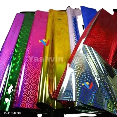 V ? Special Plastic Holographic Metallic Gift Paper Wrapping Sheets New Design Especially for Gifts for Loved, 65cm X 45cm 25-Sheets (Multicolour), MGFC131-thumb2