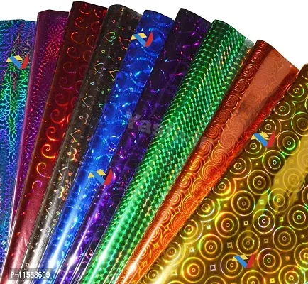 V ? Special Plastic Holographic Metallic Gift Paper Wrapping Sheets New Design Especially for Gifts for Loved, 65cm X 45cm 25-Sheets (Multicolour), MGFC131-thumb0