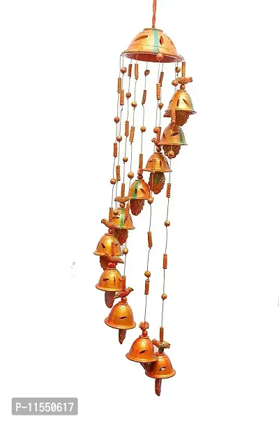 Veena@WindChimes Hanging Bell for Good Luck Terracotta Wind Chime Home Decorative Hanging Bell for Outdoor Garden Home Office_11Q99-thumb0