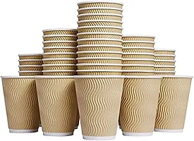 Paper Disposable Coffee/Tea Ripple Cup, 250 ml (Brown, 8 cm)- Pack of 25-Piece AVA437-thumb1