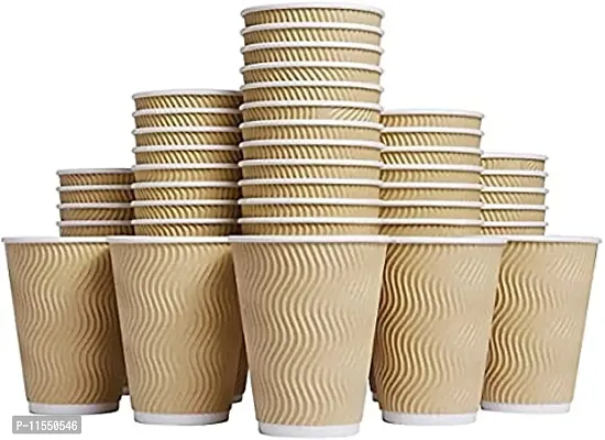 Paper Disposable Coffee/Tea Ripple Cup, 250 ml (Brown, 8 cm)- Pack of 25-Piece AVA437-thumb2