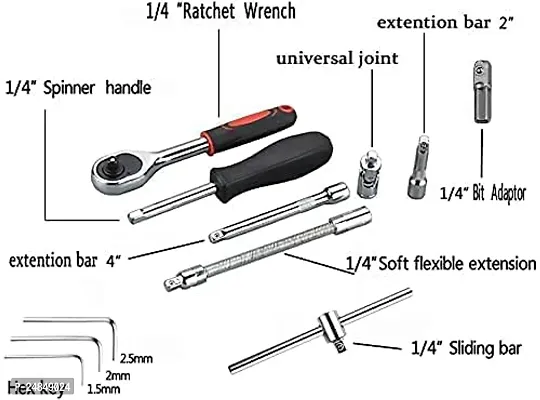 46 in 1 Pcs Tool Kit  Screwdriver and Socket Set Multi Purpose Combination Tool Case-thumb3