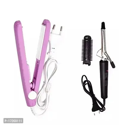 Nova Nhc-471B Electric Hair Curler Mini Portable Electronic Hair Straightener Combo