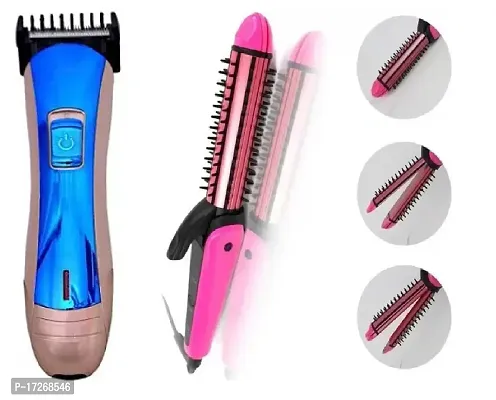 Trimmer And 3 In 1 Hair Straightener(Multicolor) Personal Care Appliance Combo.-thumb0