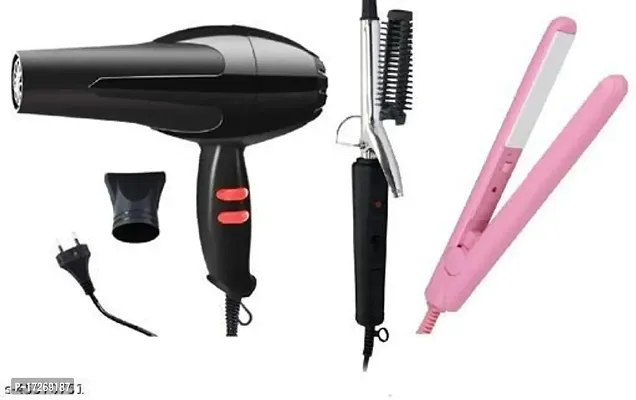 Nova 1800W Professional Hot And Cold Hair Dryers And Nova Professional Electric 471B Hair Curler And Make Time Mini Hair Straghtner Pack Of 3 Combo