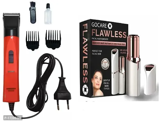 At-580 Professional Corded Hair Trimmer And Flowless Eyebrow Hair Trimmer Pack Of 2 Combo-thumb0