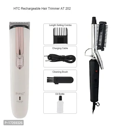 Htc At-202 Professional Rechargeable Trimmer And Nhc-471B Hair Curler Iron Pack Of 2 Combo