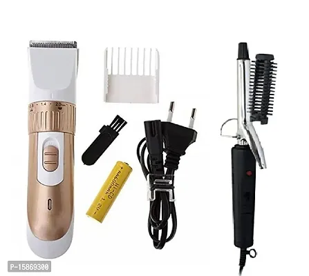 Nova NHC-7882 Professional Cordless Trimmer and NHC-471B Hair Curler Iron Pack of 2 Combo