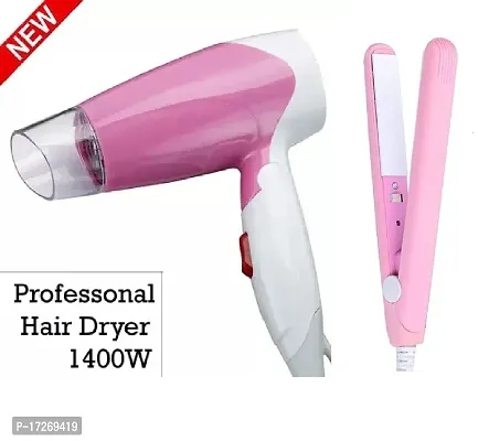 The Professional 1400 W Hair Dryer (1Piece) With Mini Straightener (1 Piece) In Multi Color Combo Pack