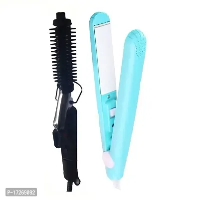 New Electric Nova Nhc-471B Hair Curler Iron And Mini Hair Straightener Combo Pack