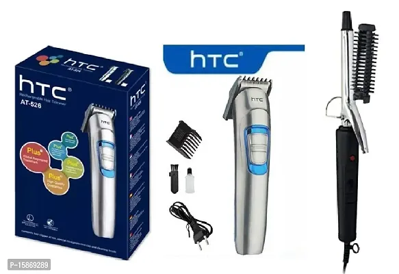 HTC AT-526 Rechargeable Hair Trimmer and NHC-471B Hair Curler Iron Pack of 2 Combo