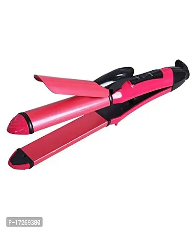2 In 1 Hair Straightener And Curler Hair Straightening Machine Beauty Set Of Professional Hair Straightener And Hair Curler With Ceramic Plate For Women (Pink)