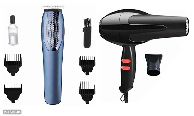 Htc At-1210 Rechargeable Cordless Hair Trimmer And 1800W Professional Hair Dryer Pack Of 2 Combo